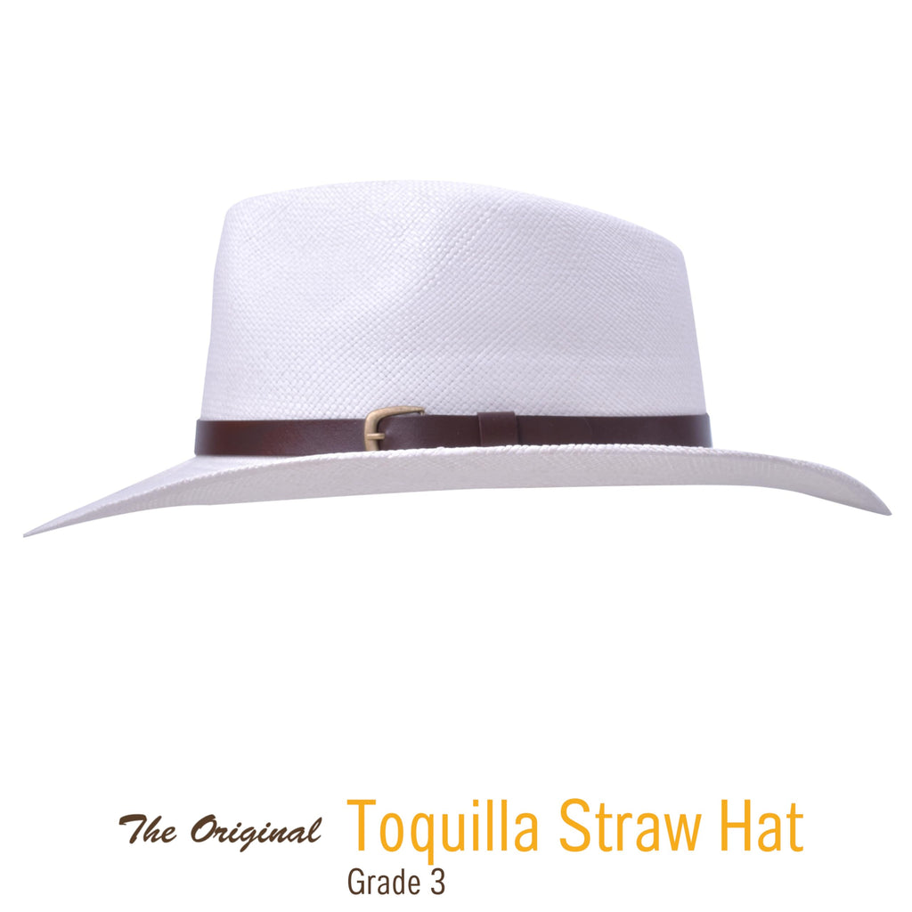 Panama Hat Teardrop Shape Recycled Leather Toquilla Straw U668