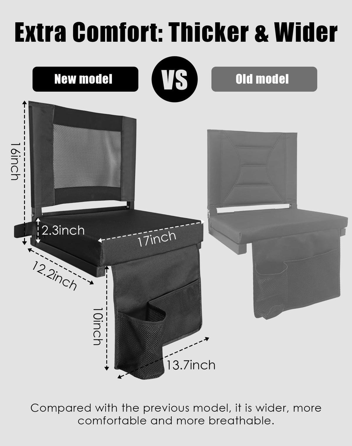 Portable Folding Bleacher Seats with Back Support and Cushion, Black S11827