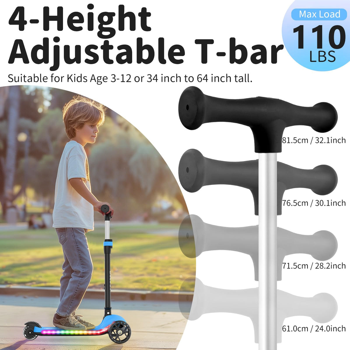 3 Wheel Folding Kids Scooter with LED Light-Up Wheels Z60419