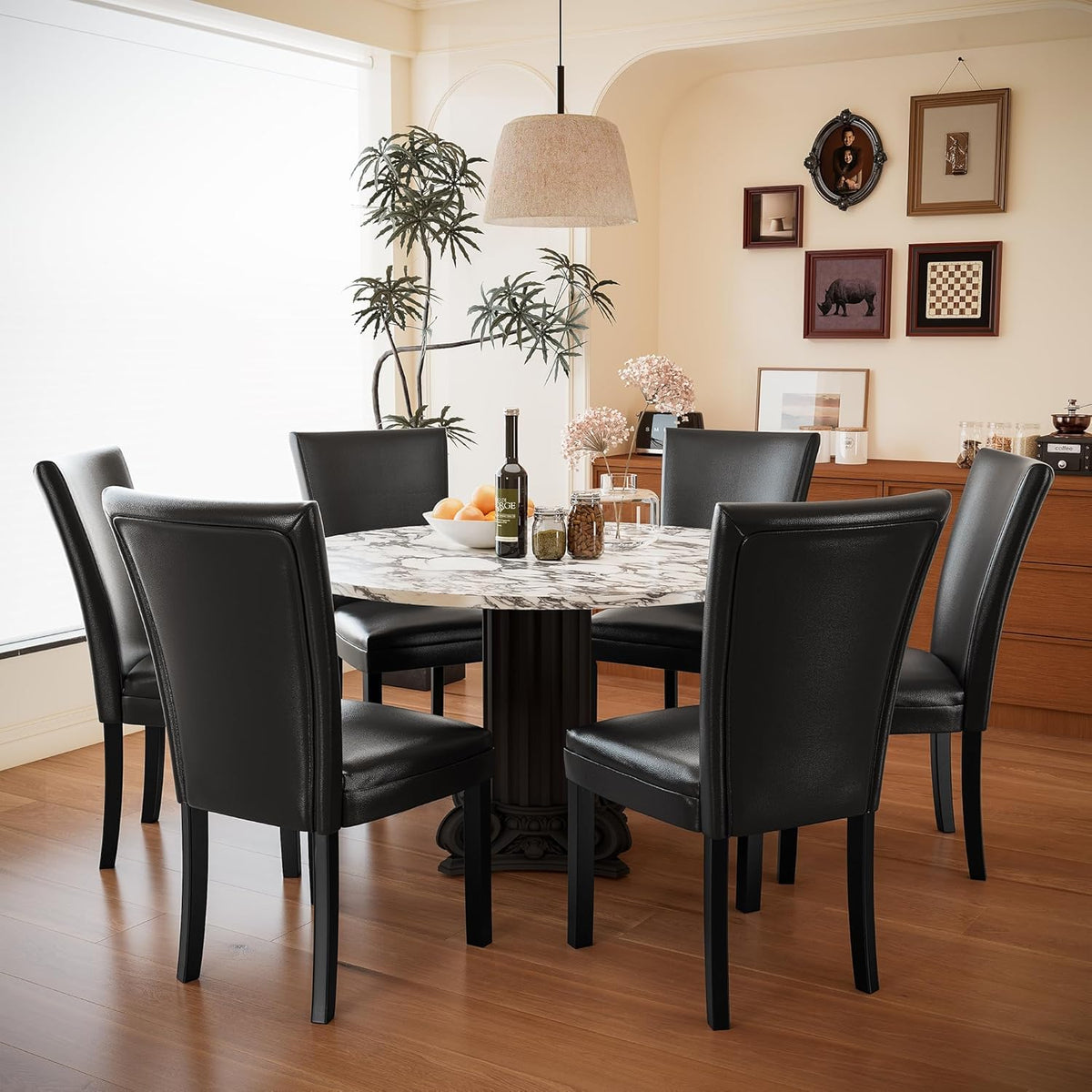 Set of 8 Black Faux Leather Upholstered Dining Chairs L94362