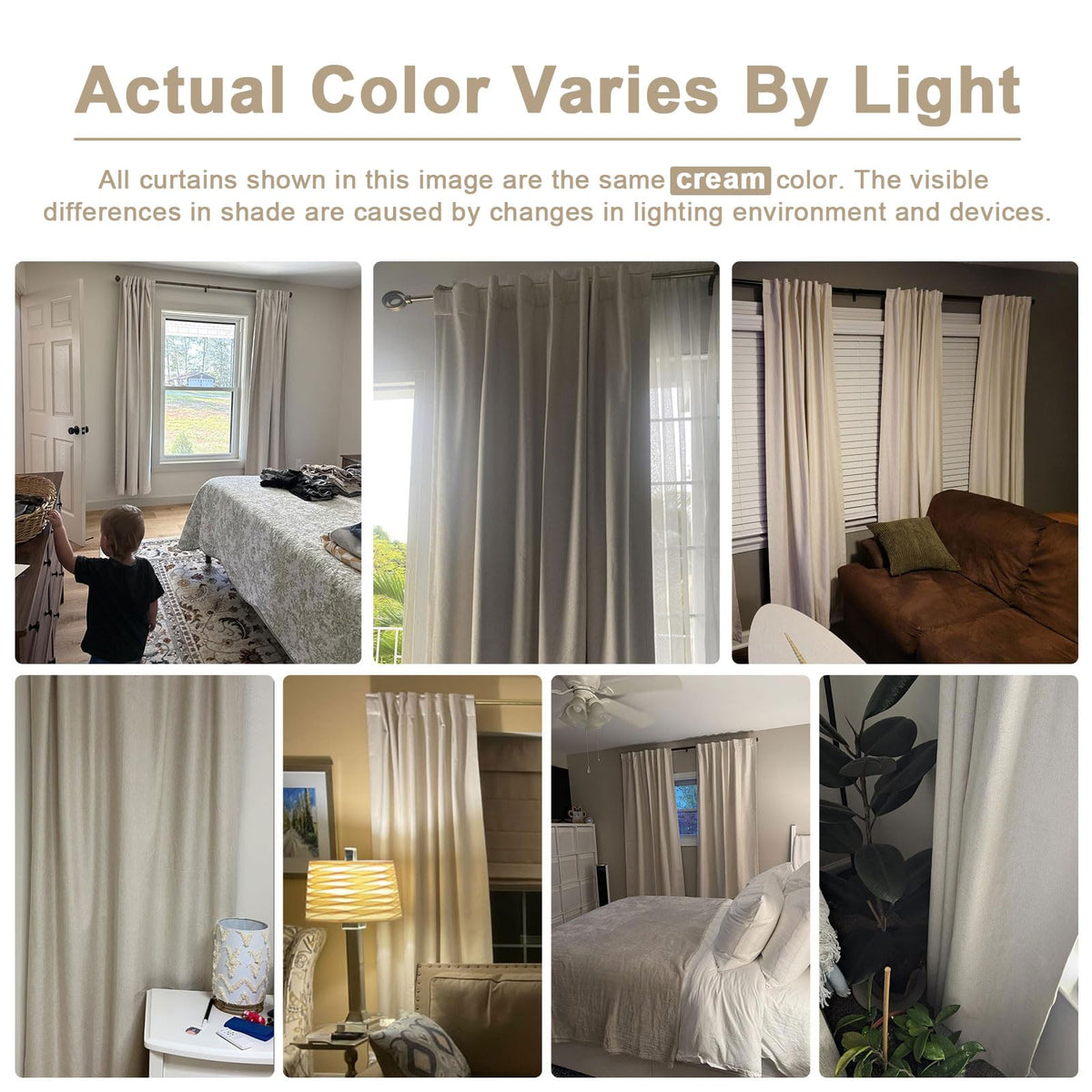 Linen Textured Total Blackout Curtains 84 Inches Long, Cream K969270