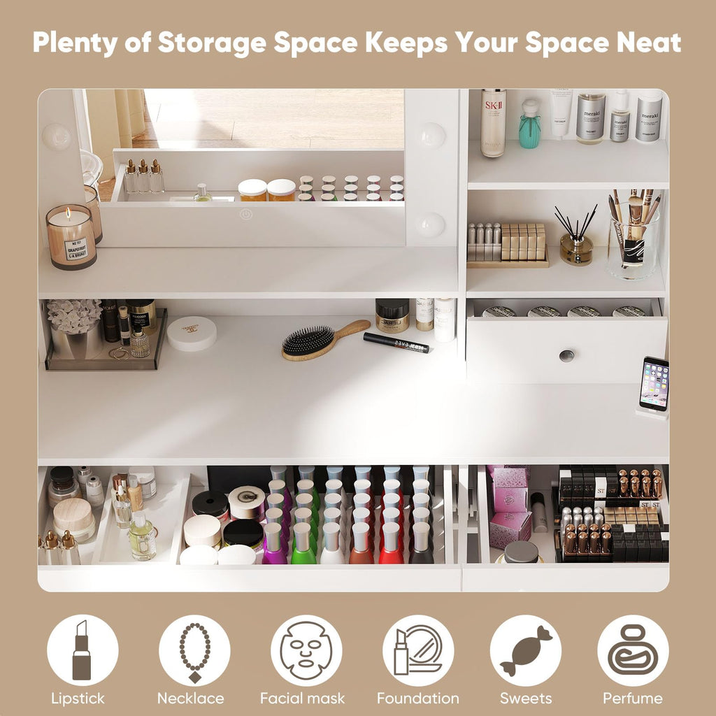 Makeup Vanity Desk with Mirror and Lights V628844