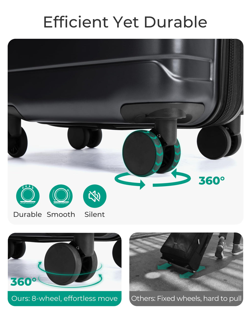 Expandable Spinner Carry-On Luggage 20" Black I456