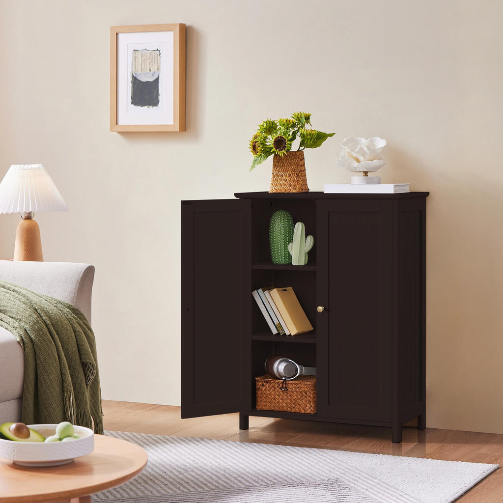 Small Espresso Bathroom Storage Cabinet with 2 Doors W6401