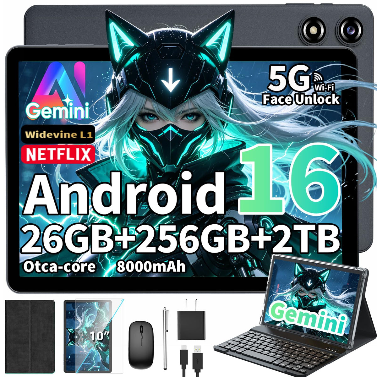 Android 16 Tablet with Keyboard E207