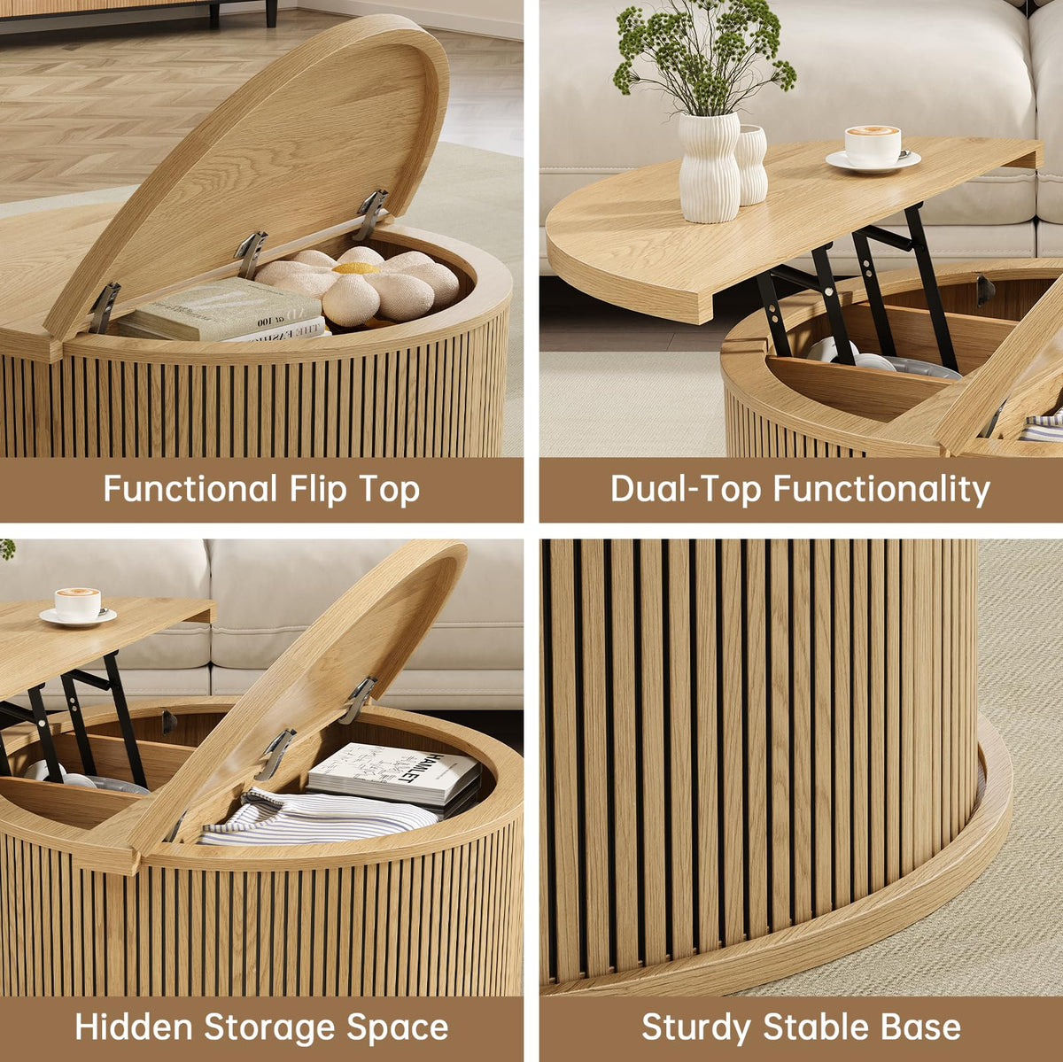 Round Lift Top Coffee Table with Storage K35829