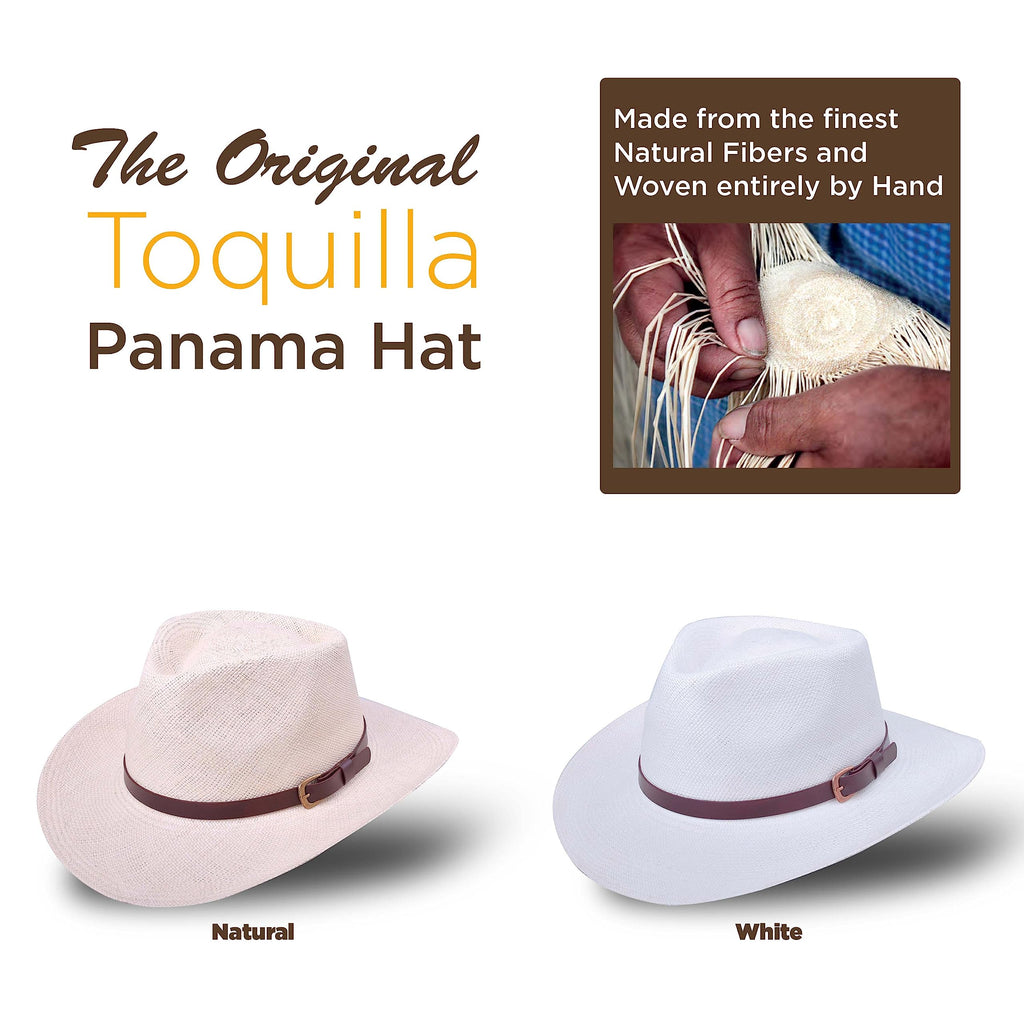 Panama Hat Teardrop Shape Recycled Leather Toquilla Straw U668
