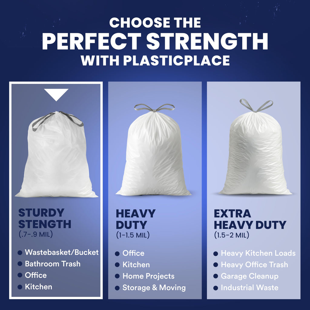 4 Gallon White Drawstring Trash Bags, 200 Count U824