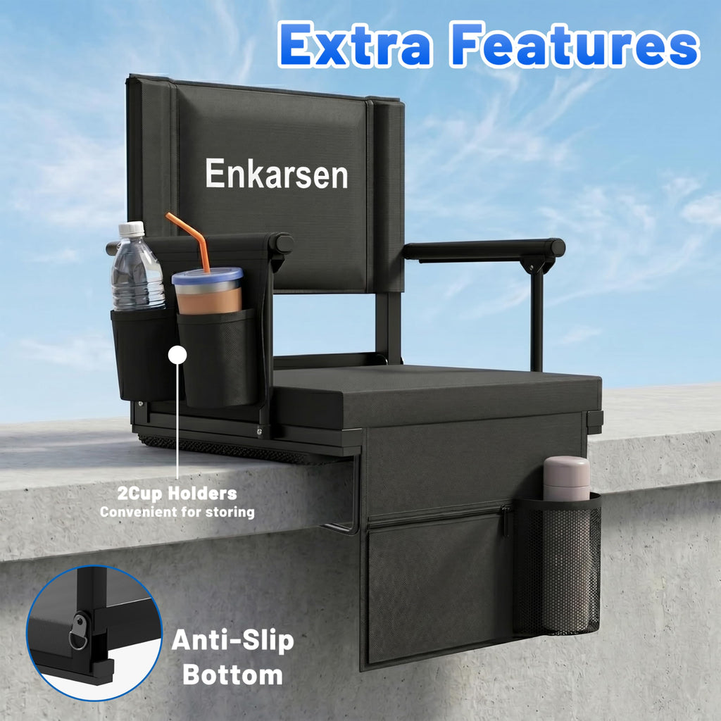 Portable Stadium Seat with Armrests & Cup Holder E593