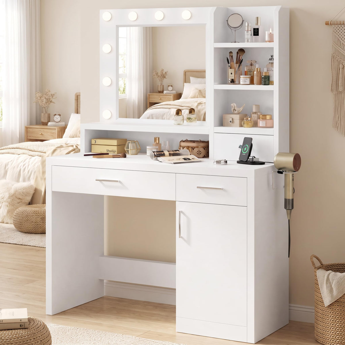 Makeup Vanity Desk with Mirror and Lights V628844