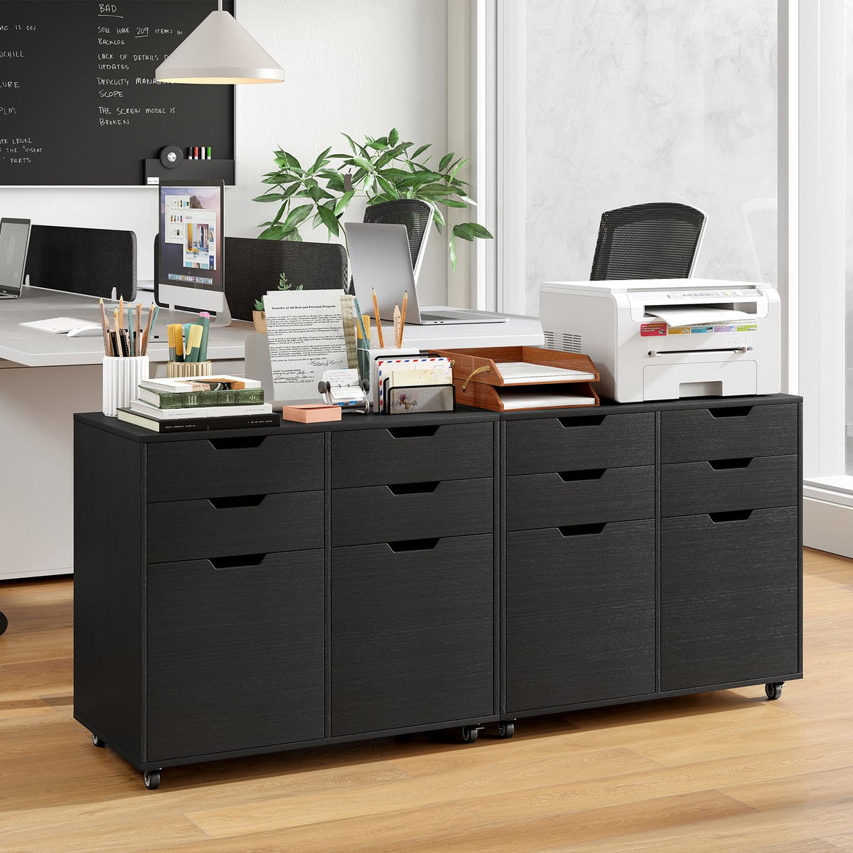 Black 4-Drawer Rolling File Cabinet X7064