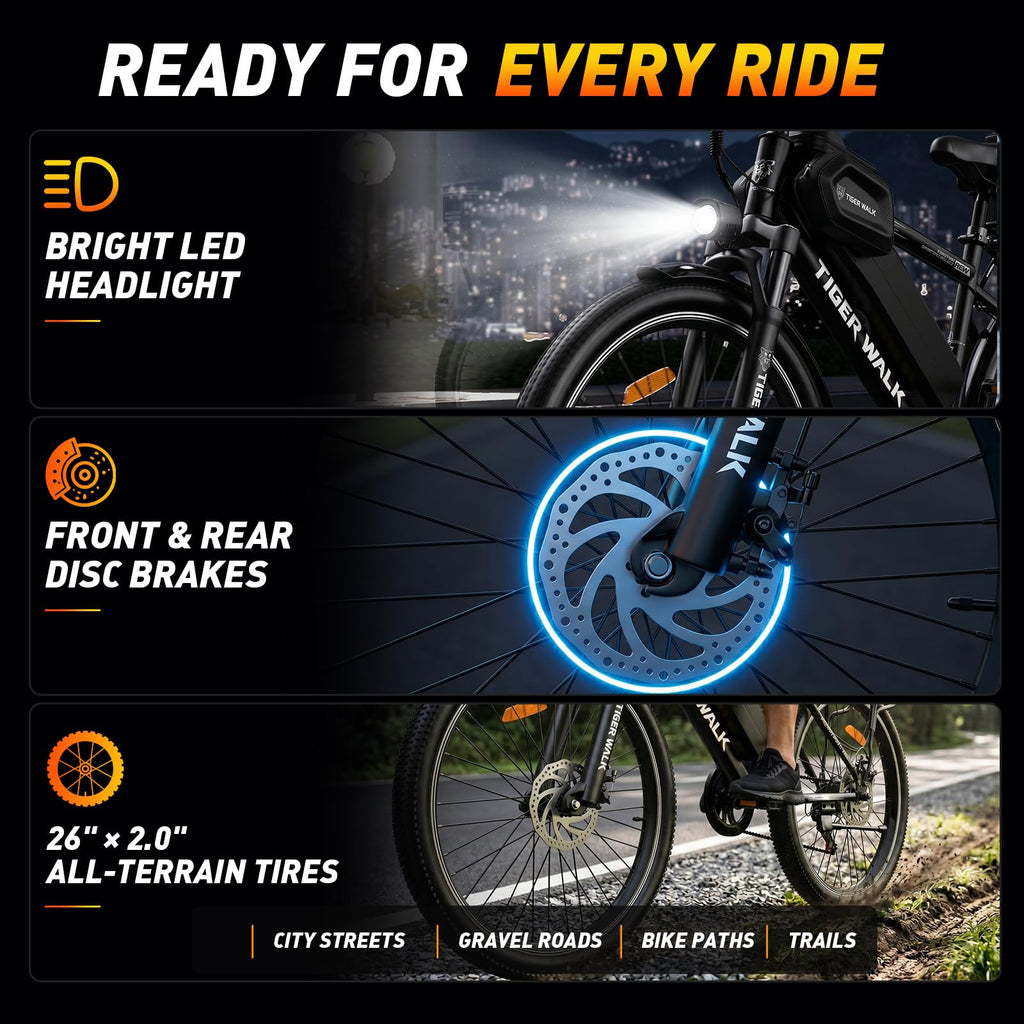 26" Electric Mountain Bike 48V 10Ah 7-Speed T4129