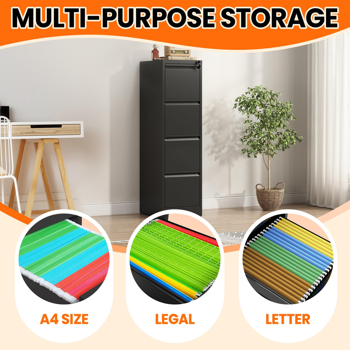 4 Drawer File Cabinet with Lock D76964