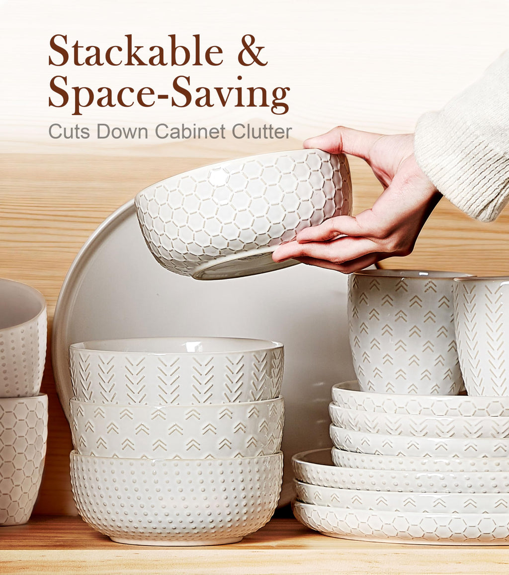 26 oz Ceramic Cereal Bowls Set of 4 V224217
