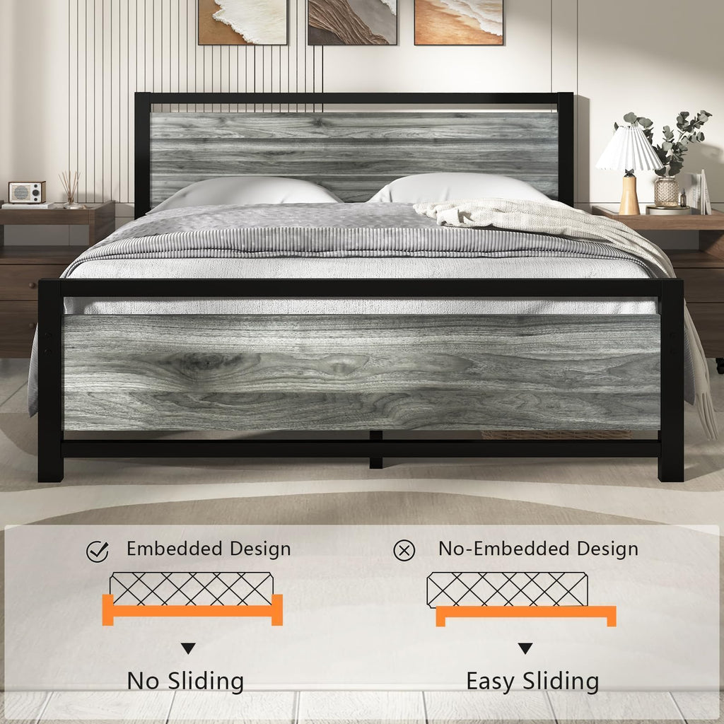 Twin Metal Bed Frame with Industrial Headboard N747925