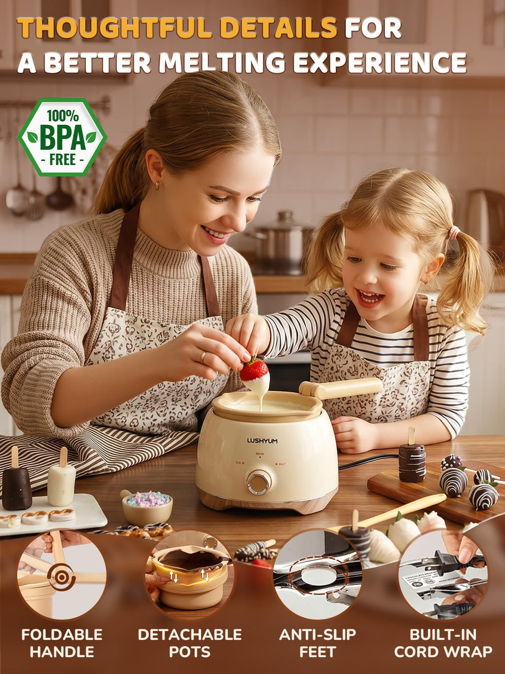 Electric Chocolate Melting Pot with 2 Insert Pots C97841