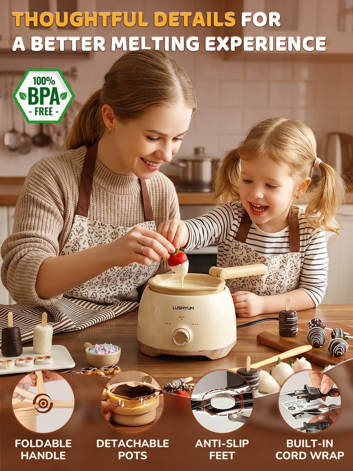 Electric Chocolate Melting Pot with 2 Insert Pots C97841