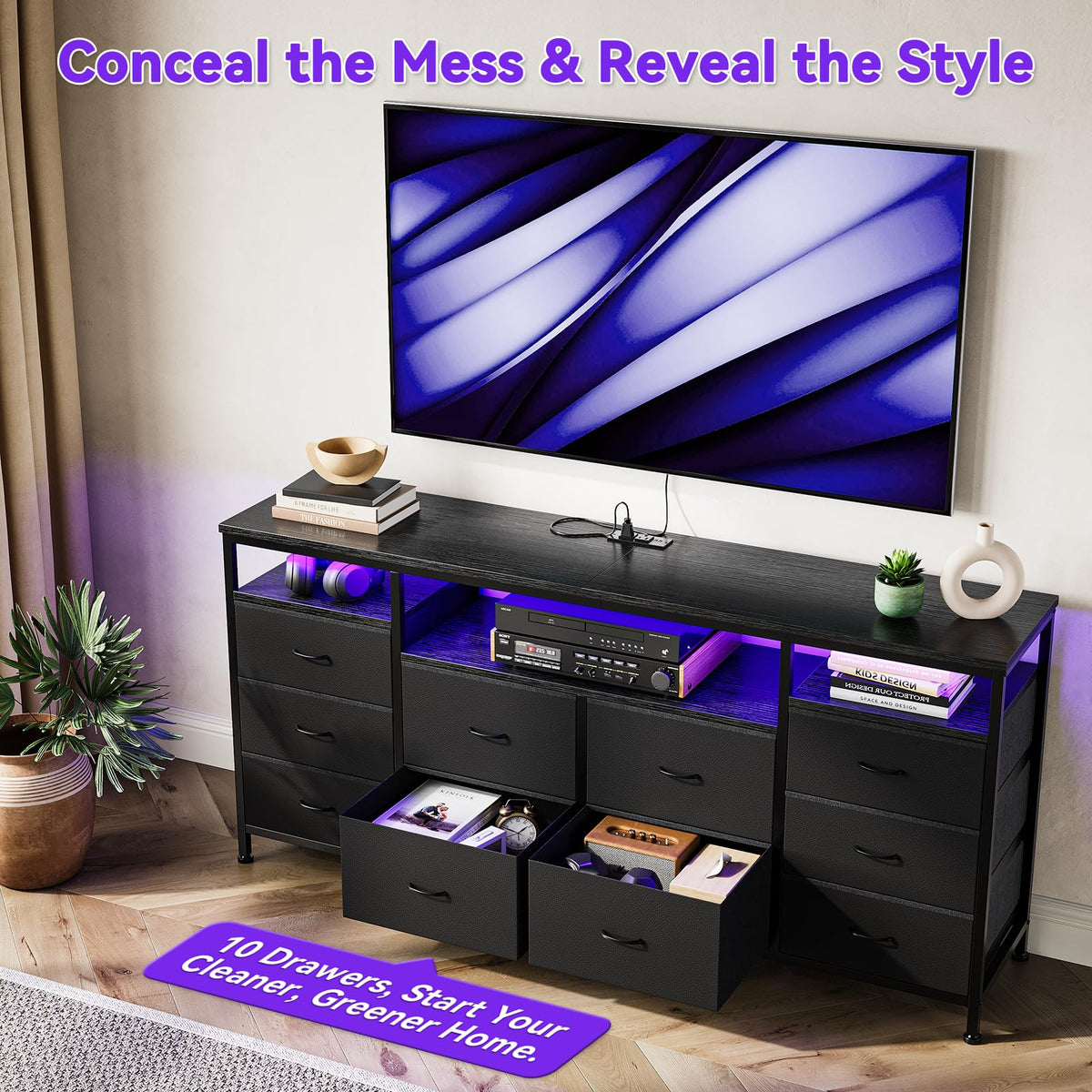 Dresser TV Stand with LED Lights H403