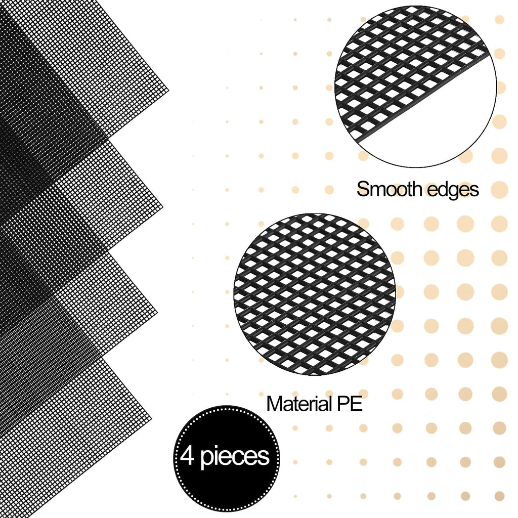 Black 4 Pcs Plastic Mesh Sheets L76242