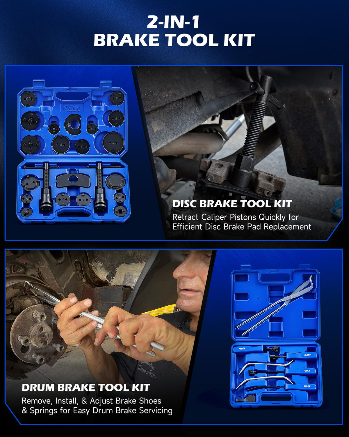 32pc Dual Brake Tool Kit with Caliper Compressor and Drum Brake Set A332