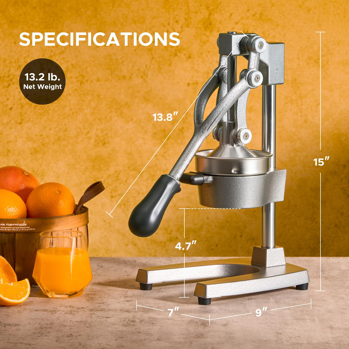 Cast Iron Manual Citrus Juicer with Strainer A4381