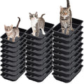 30 Pcs Disposable Plastic Cat Litter Trays 3 Sizes Black T407121