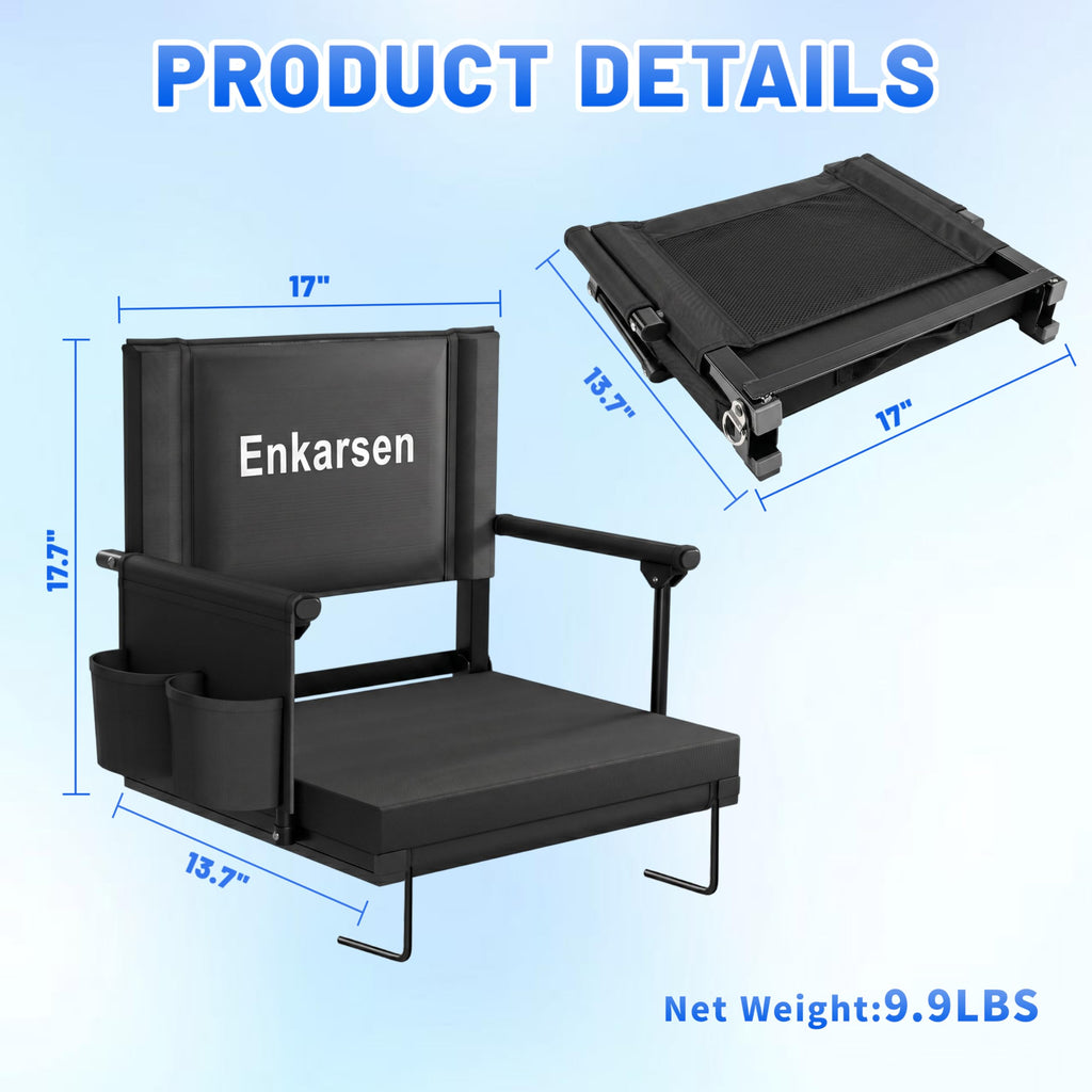 Portable Stadium Seat with Armrests & Cup Holder E593