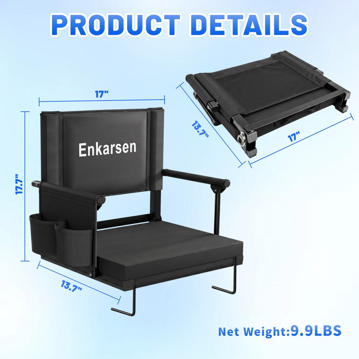 Portable Stadium Seat with Armrests & Cup Holder E593