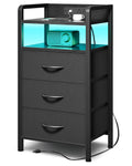 Black 3 Drawer Nightstand with Charging Station R45177