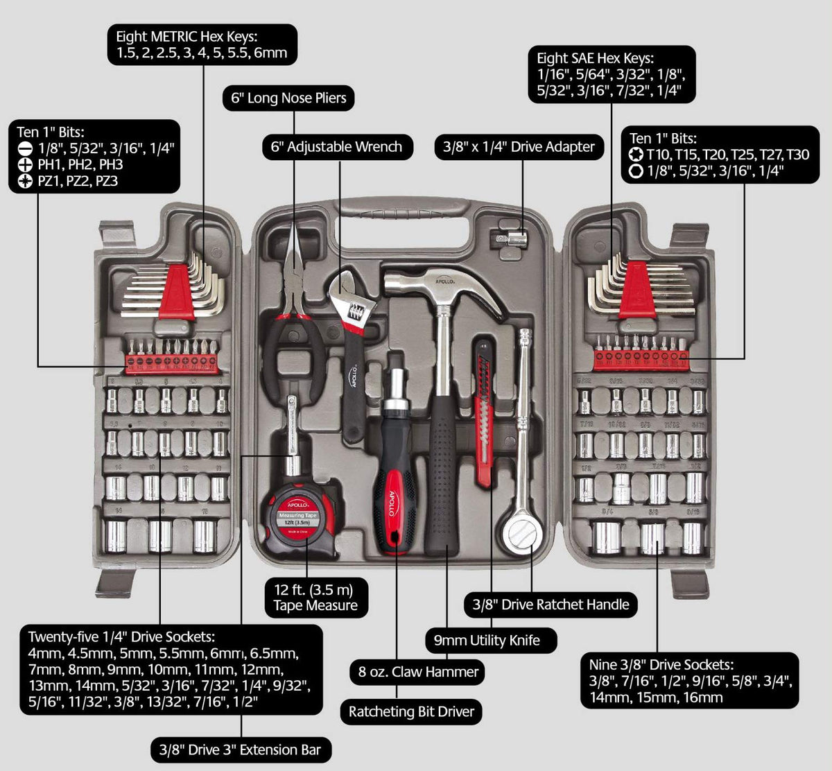 79 Piece SAE and Metric Tool Set R1559