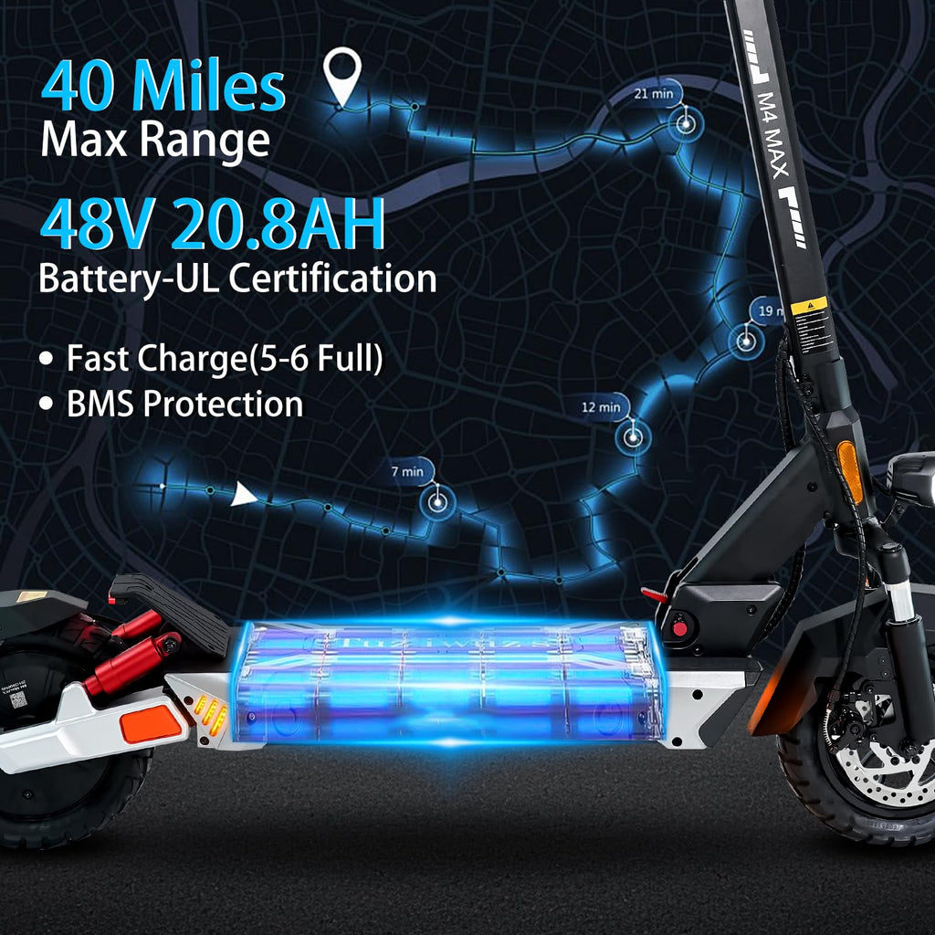 Electric Scooter 1600/4000/6000W Motor 50 Miles Range 10" Off Road Tire Folding E-Scooter with Detachable Seat O248
