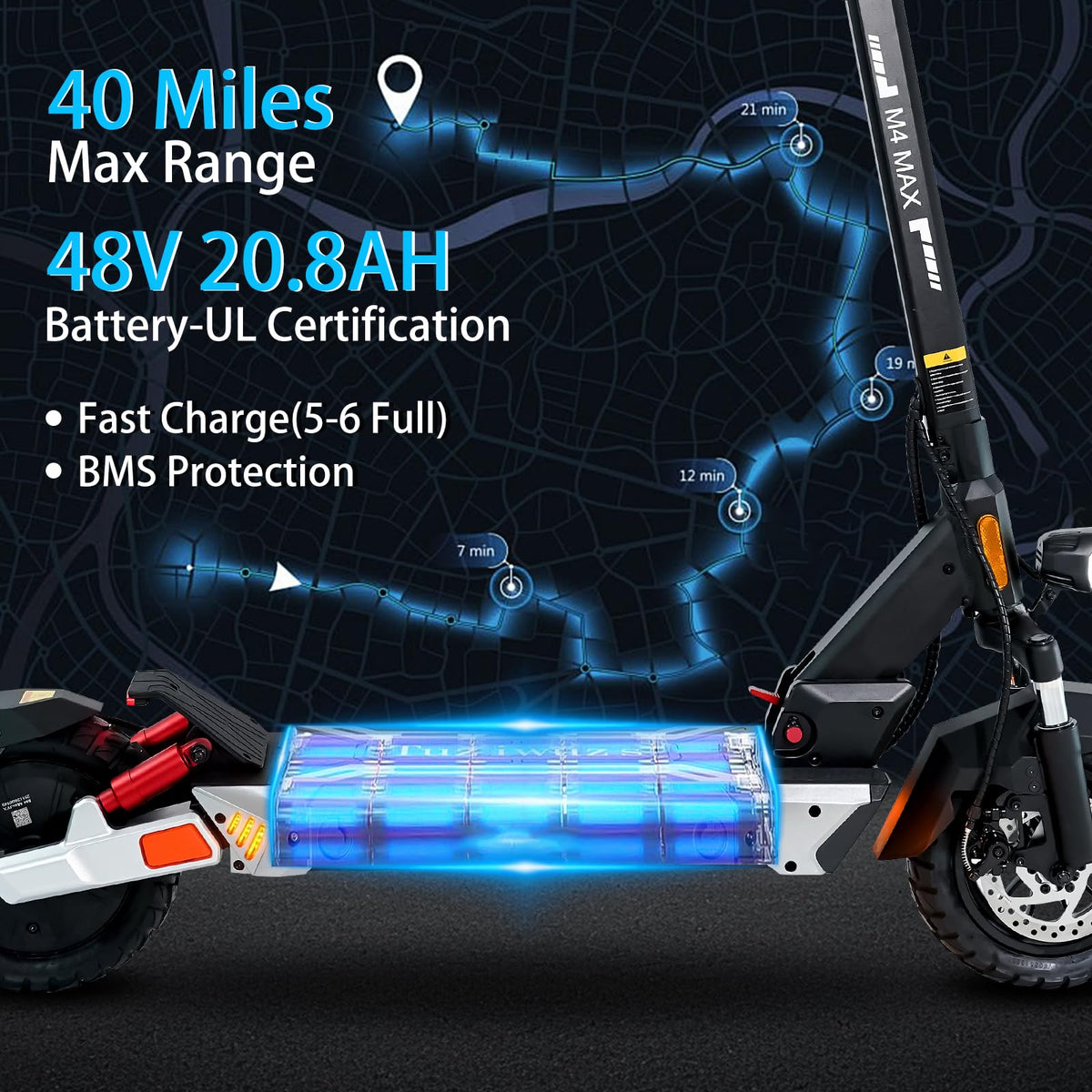 Electric Scooter 1600/4000/6000W Motor 50 Miles Range 10" Off Road Tire Folding E-Scooter with Detachable Seat O248