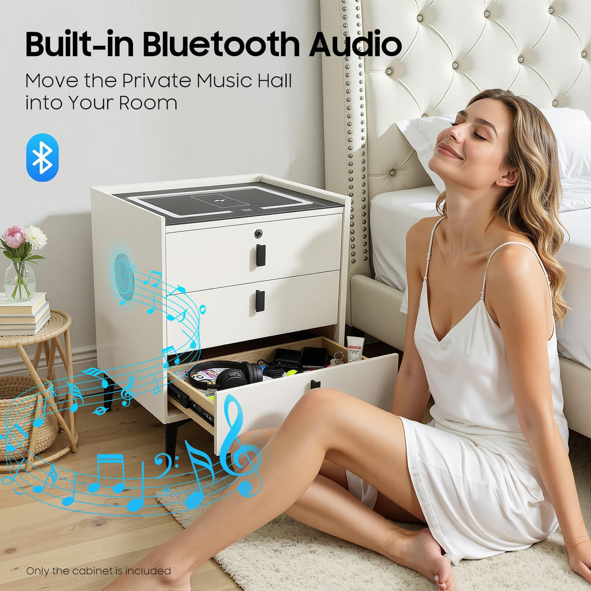 3 Drawers Nightstand with Fingerprint Lock and Wireless Charging L974948