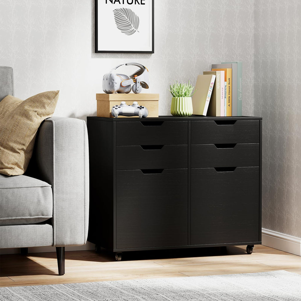 Black 4-Drawer Rolling File Cabinet X7064