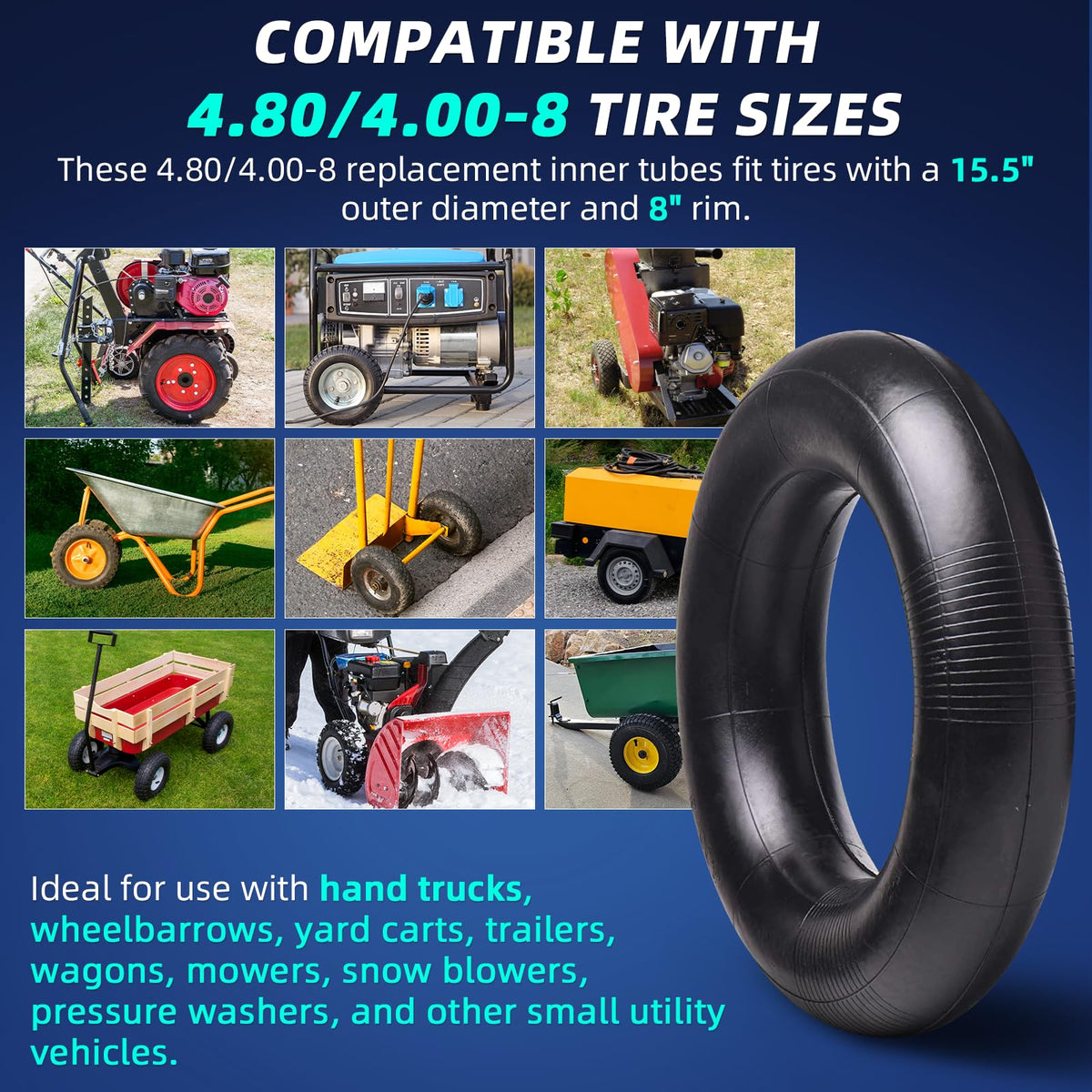 4.80/4.00-8" Heavy Duty Inner Tube with TR-13 Straight Valve Stem (1-Pack) G566
