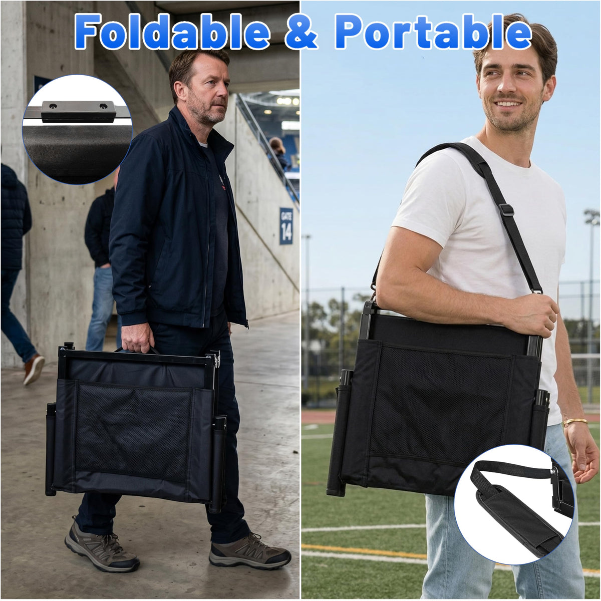 Portable Stadium Seat with Armrests & Cup Holder E593