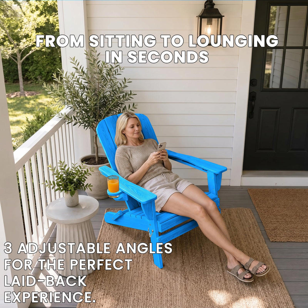Folding Adirondack Chair with 2 Cup Holders E971157