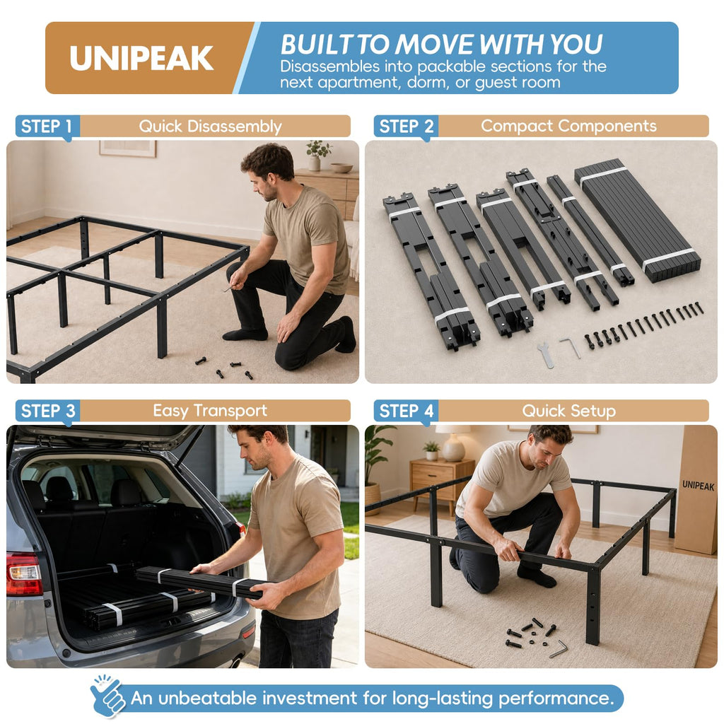 Queen Metal Platform Bed Frame with Storage U226