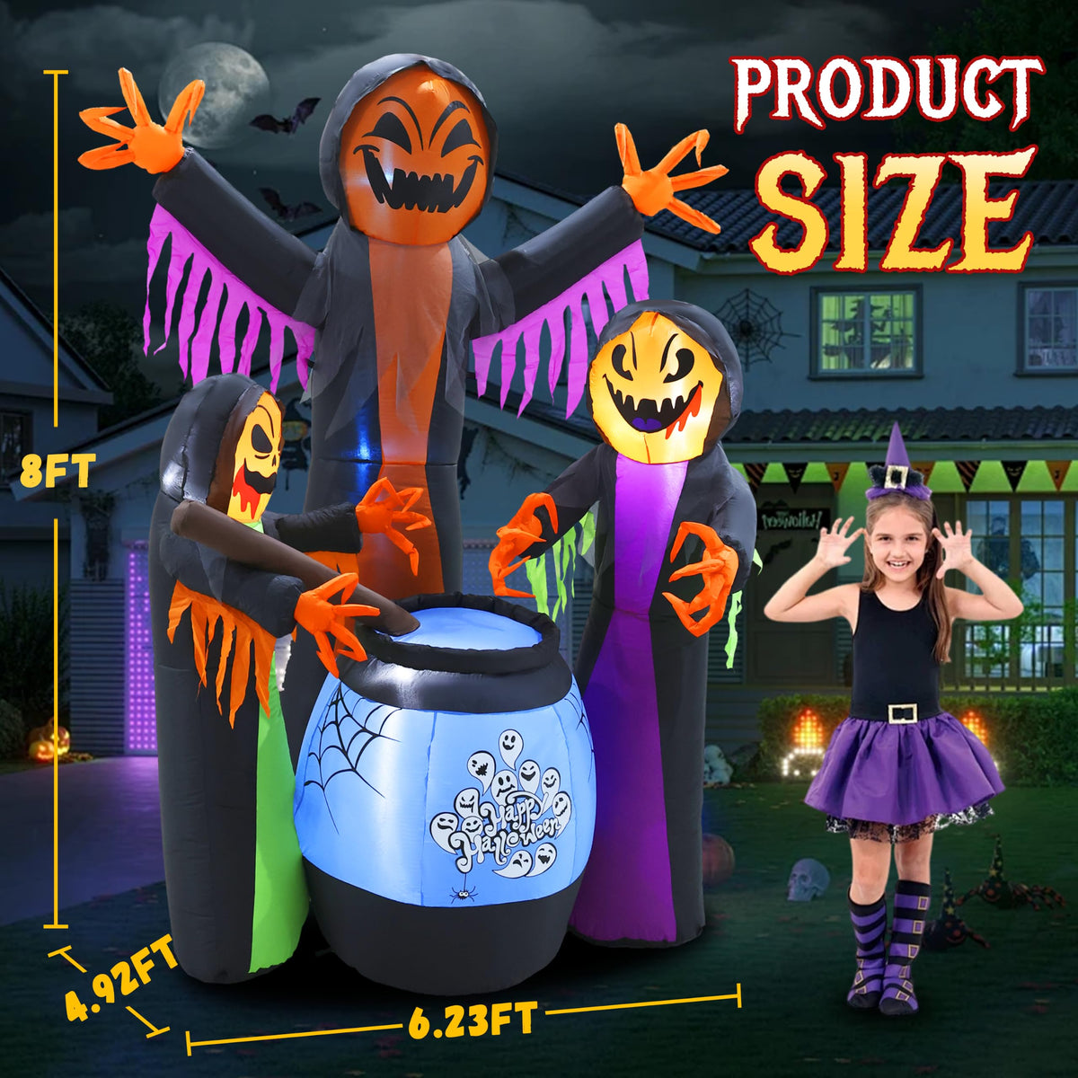 8FT Halloween Inflatable with Light Yard Decor B561136