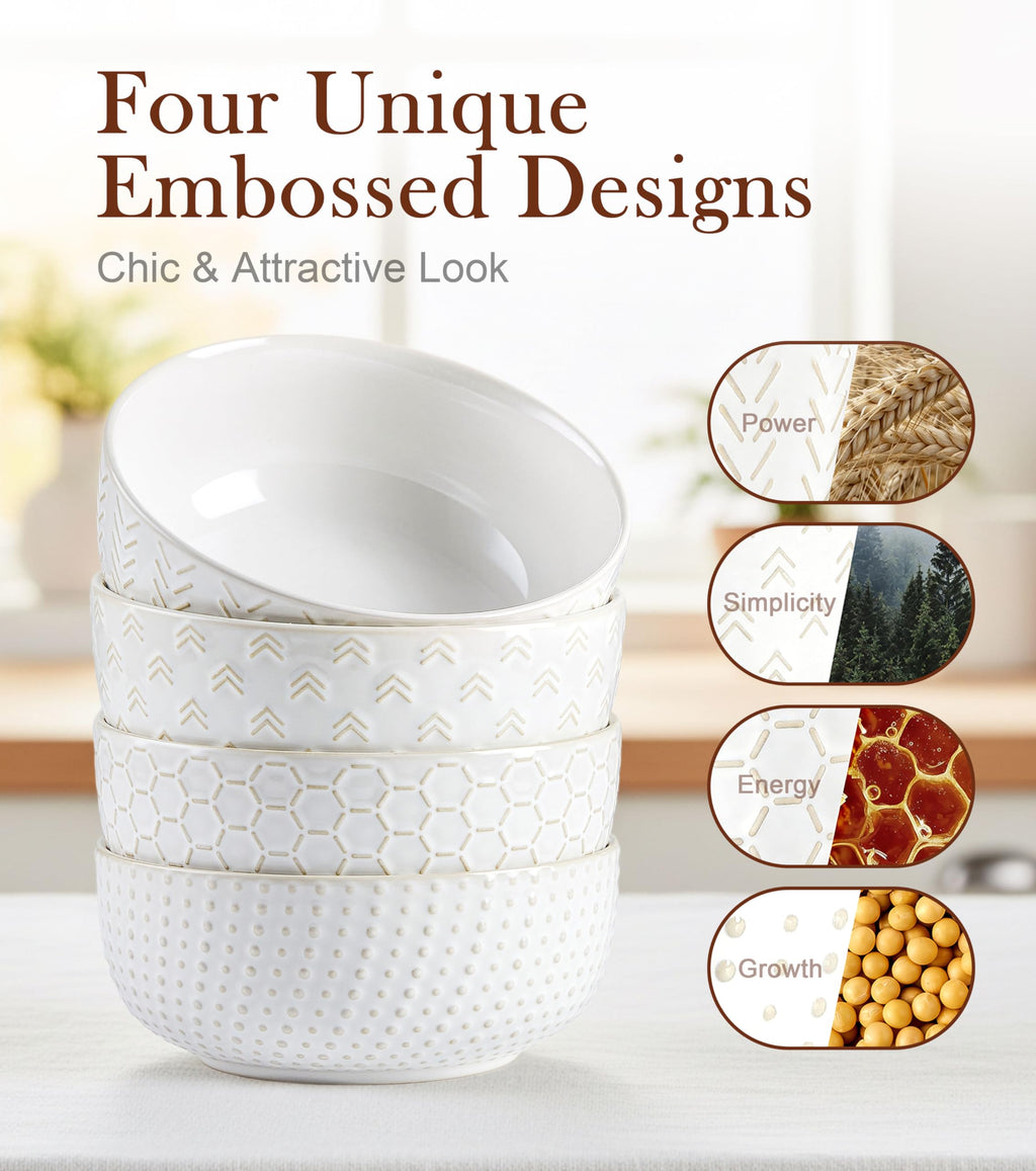 26 oz Ceramic Cereal Bowls Set of 4 V224217