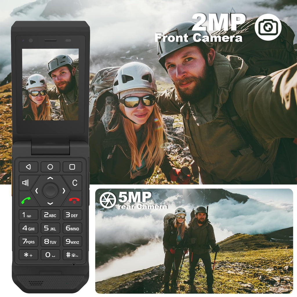 Unlocked Rugged Flip Phone 16GB 2.8'' Touchscreen Android 11 IP68 Water Resistant 4G LTE GSM Single Sim Black N909853