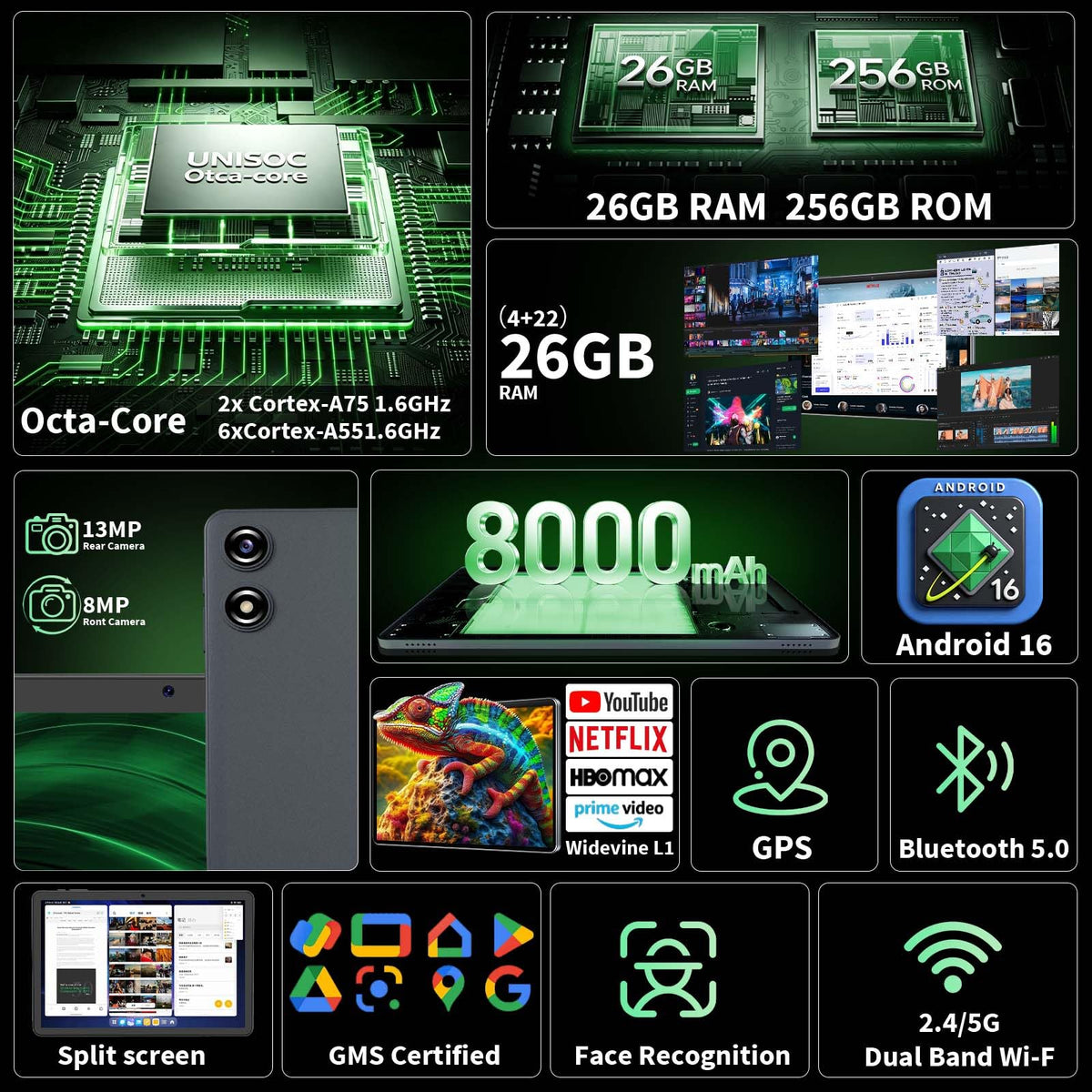 Android 16 Tablet with Keyboard E207