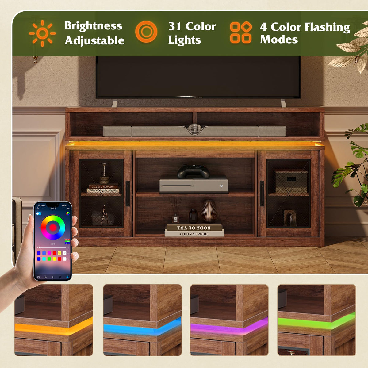 Brown TV Stand with LED I6145