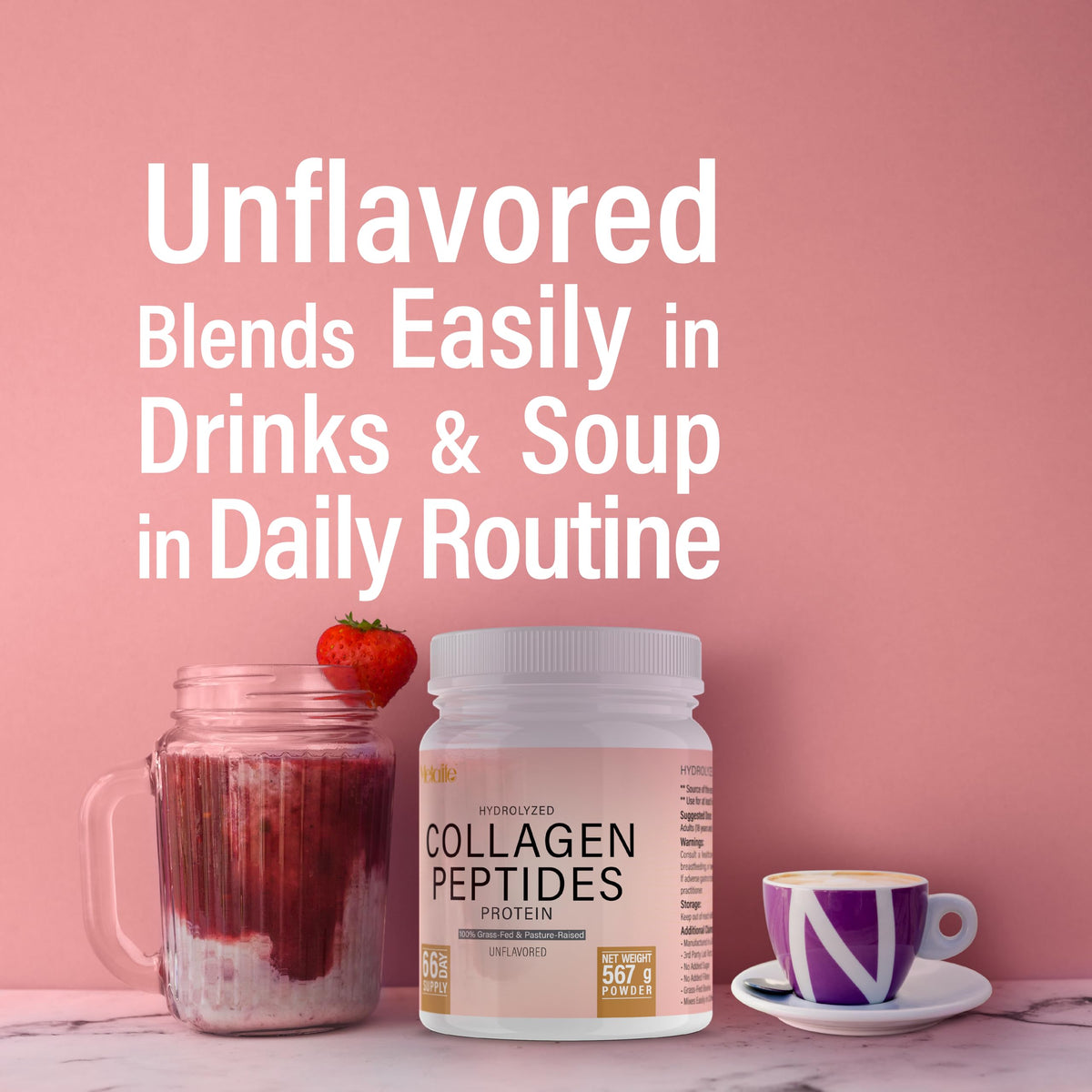 Hydrolyzed Collagen Peptides Powder 20 Oz Unflavored T6705