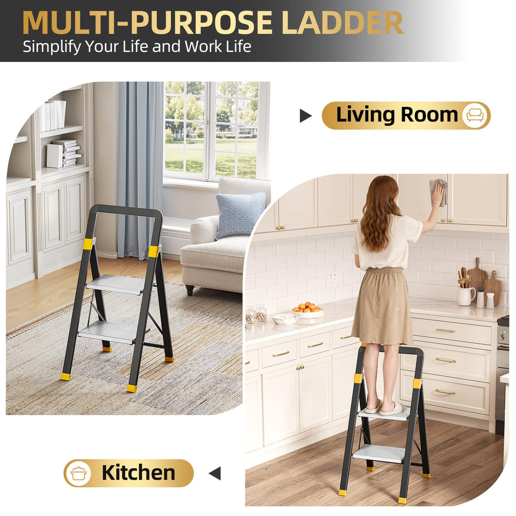 2 Step Ladder Lightweight Aluminum Folding Step Stool D167821