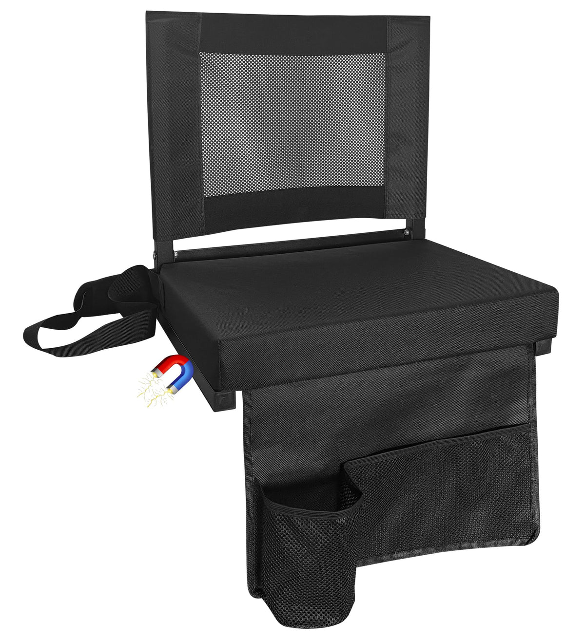 Portable Folding Bleacher Seats with Back Support and Cushion, Black S11827