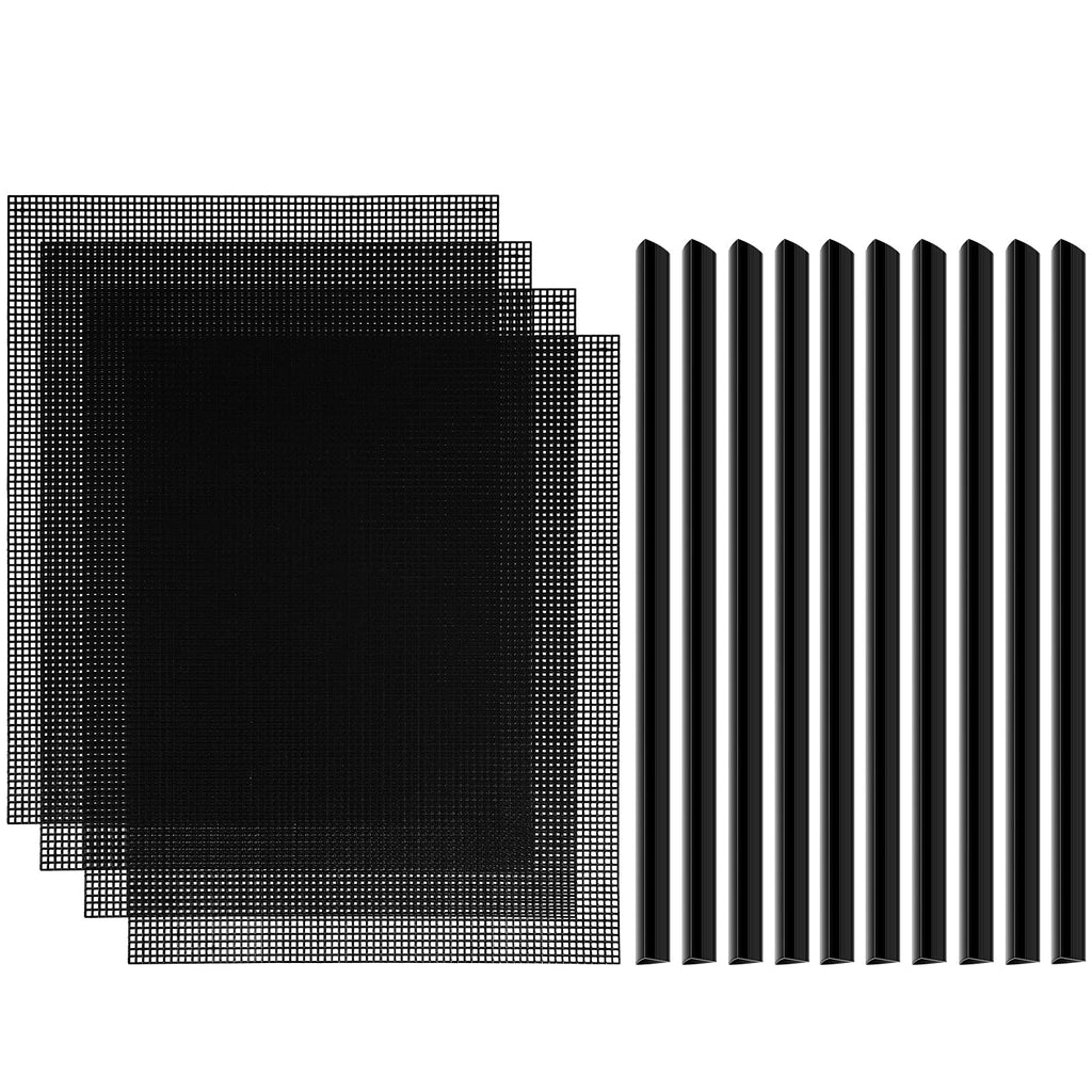 Black 4 Pcs Plastic Mesh Sheets L76242