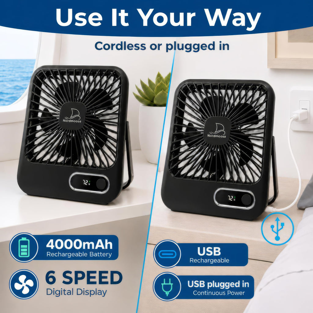 Portable USB Rechargeable Fan with Magnetic Hook E1358