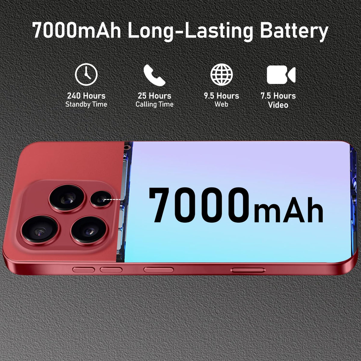 Unlocked Cell Phone 16+512GB Android 14 Wine Red S636