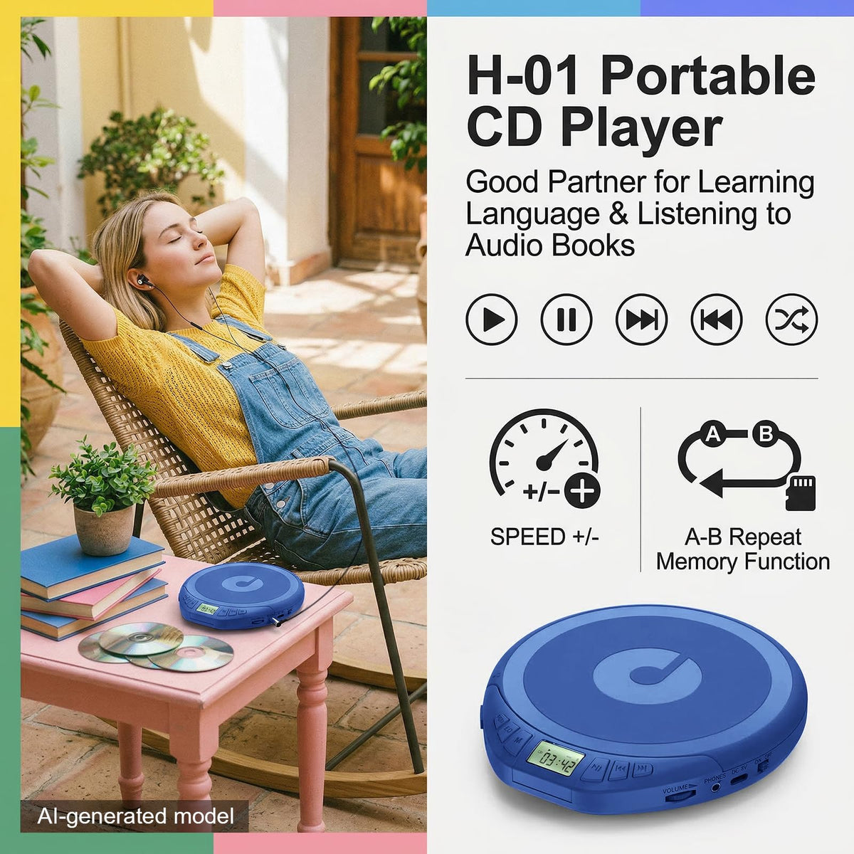 Portable CD Player with Earphones U24413